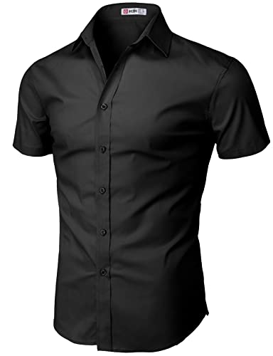 H2H Men's Slim Fit Short Sleeve Dress Shirts
