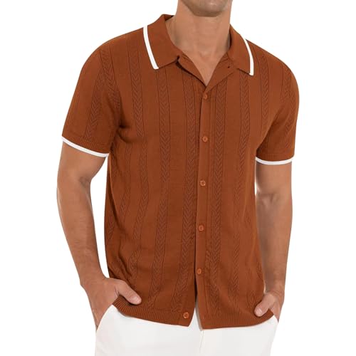 AMEGASOON Men's Loose Summer Short Sleeve Breathable Shirt