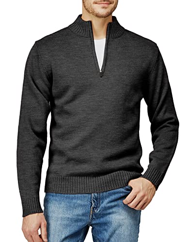 H2H Men's Slim Fit Long Sleeve Zip-Up Mock Neck Sweater