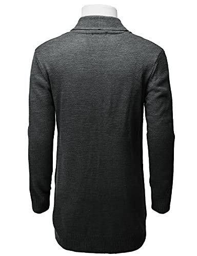 Men's Casual Ruffle Shawl Collar Long Knitted Cardigan