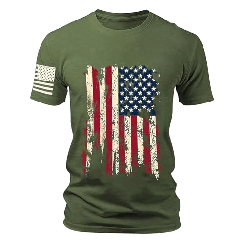 Loose Fit Men's American Flag T-Shirt 4th of July Light and Patriotic
