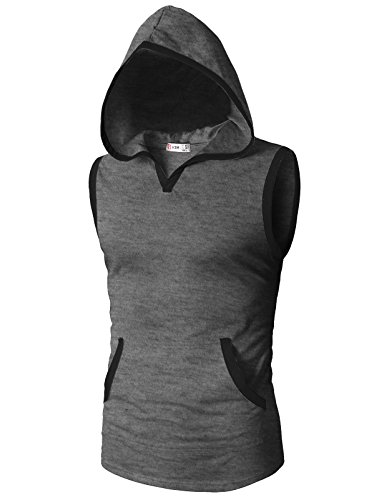 H2H Men's Slim Fit Sleeveless Hoodie Tank Top