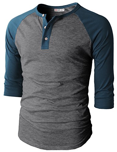 Men's Slim Fit Casual 3/4 Sleeve Henley Baseball T-Shirt