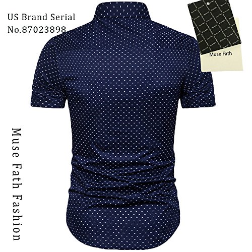 MUSE FATH Men's Cotton Printed Casual Short Sleeve Shirt